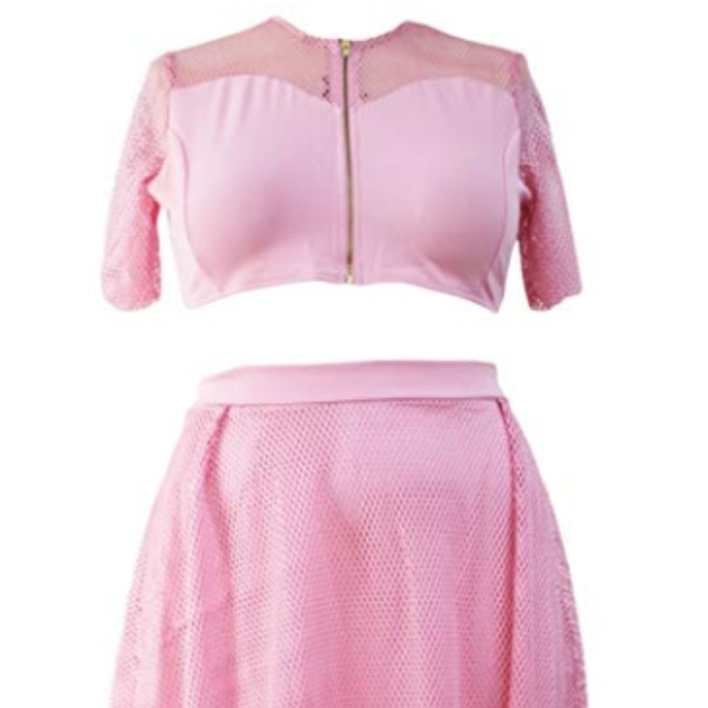 Pink Mesh Set | Plus Size - Picture 3 of 5